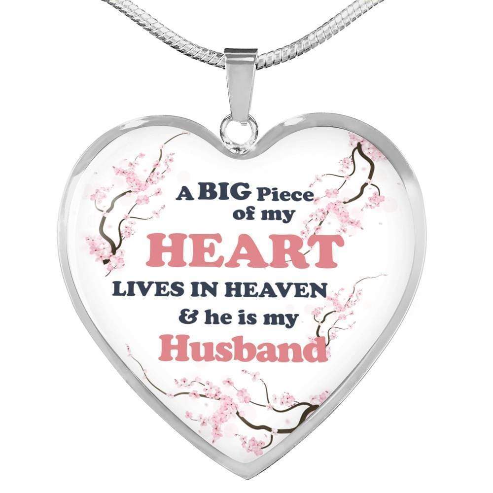 ShineOn Fulfillment Jewelry Luxury Necklace (Silver) / No A Big Piece Of My Heart Lives In Heaven Necklace