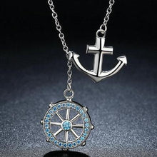 Load image into Gallery viewer, 925 Sterling Silver Rudder and Anchor Necklace - Capt. Jack
