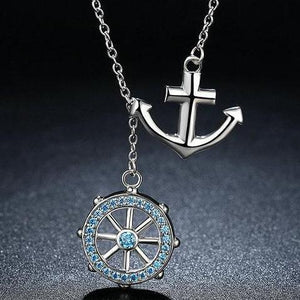 925 Sterling Silver Rudder and Anchor Necklace - Capt. Jack
